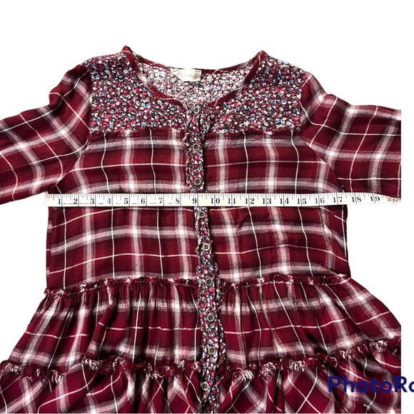 Altard State Womens Plaid Floral Trip Raw Hem Tunic Top Size Small - Picture 4 of 5
